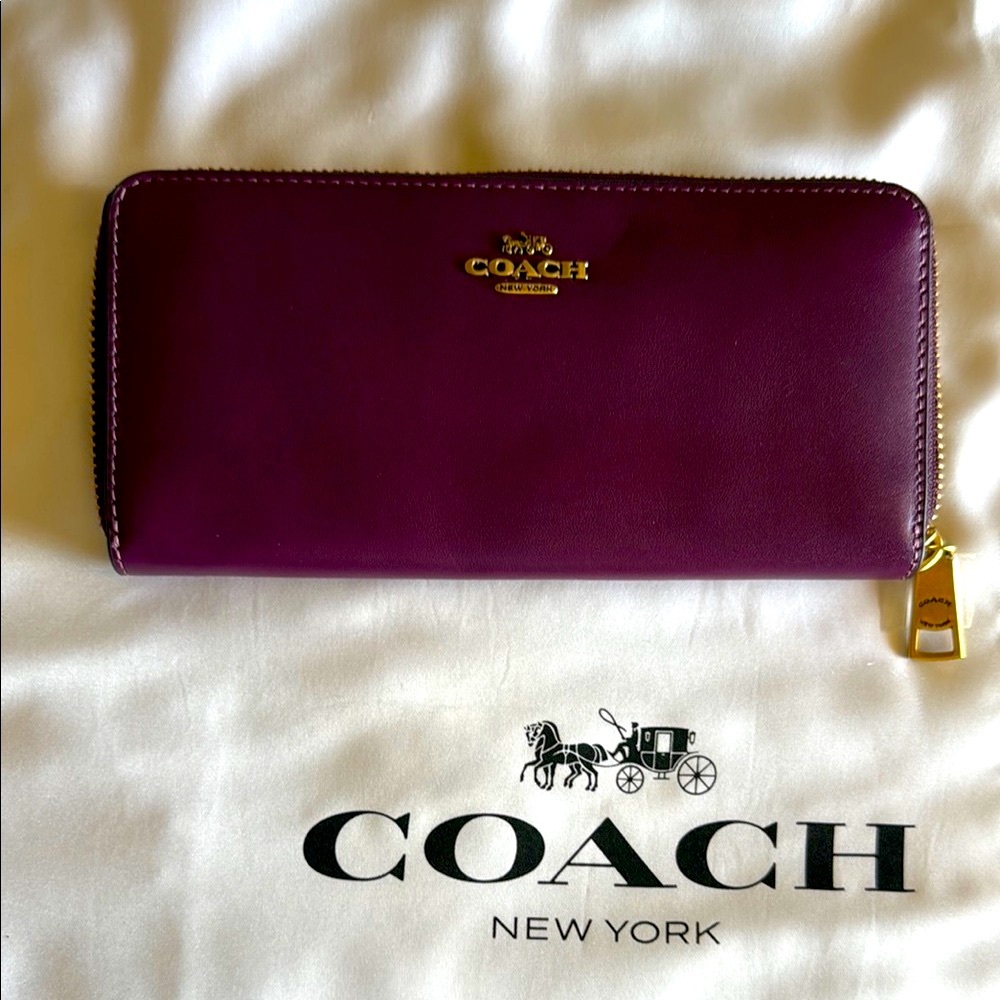 Coach  Deep Berry Zip Wallet